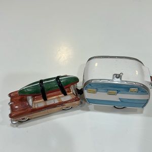 Vintage Dept. 56 Holiday On The Road Again Car with Canoe Pulling Camper